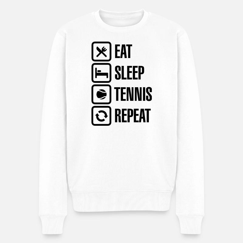 Eat Sleep Tennis Repeat - Männer Premium Bio Pullover - Weiß