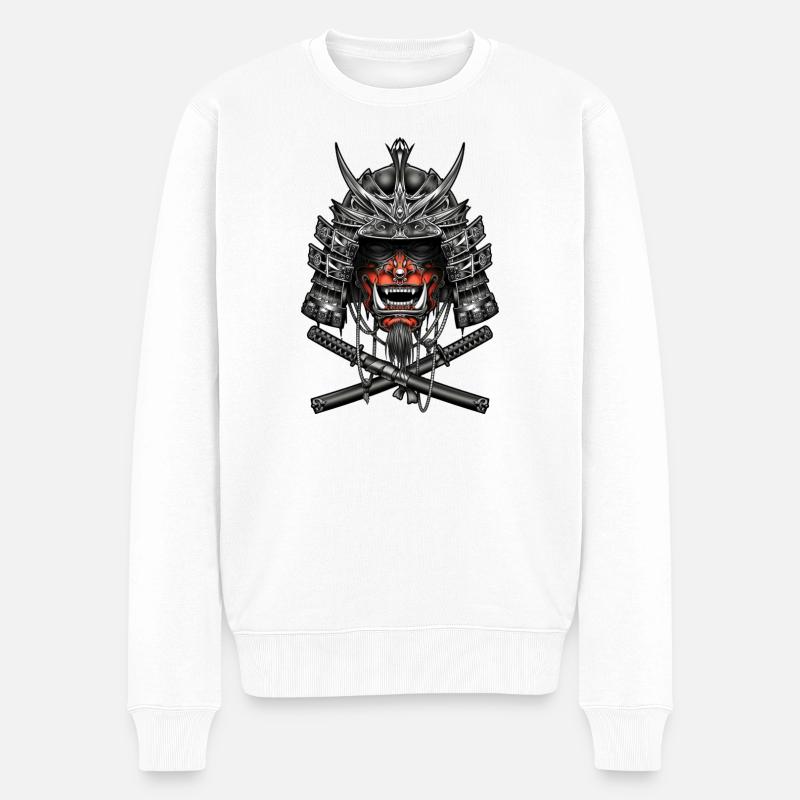 Samurai, Kämpfer - Männer Premium Bio Pullover - Weiß