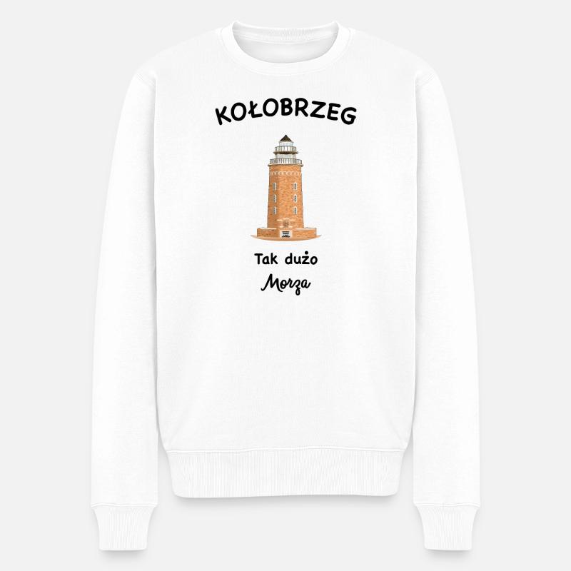 Leuchtturm Kolberg, So viel Meer, Polnische Ostsee - Männer Premium Bio Pullover - Weiß
