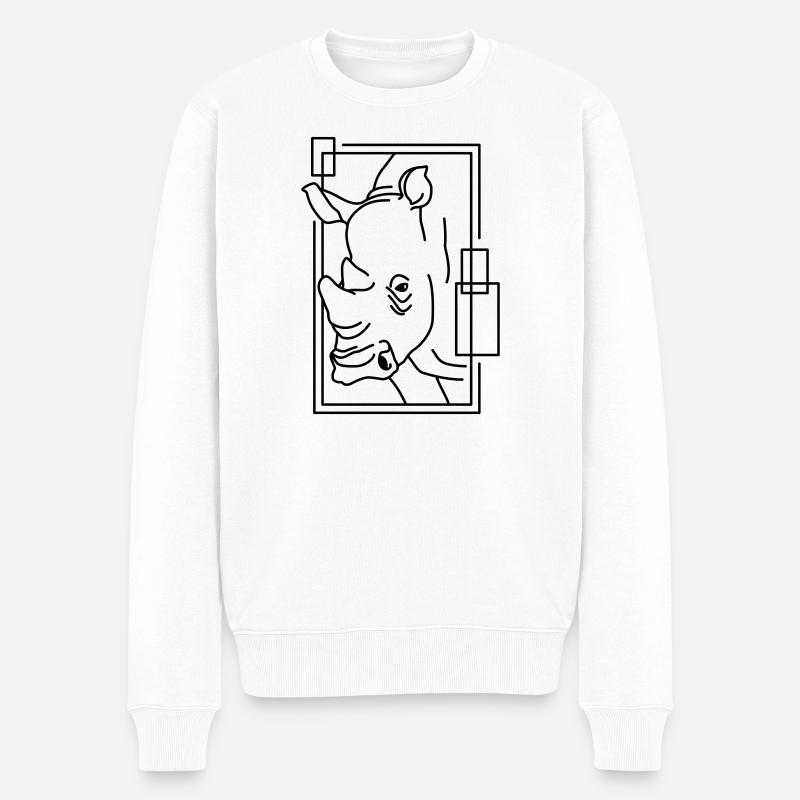 Rhinocéros en conception géométrique - Pull Premium bio Homme - blanc