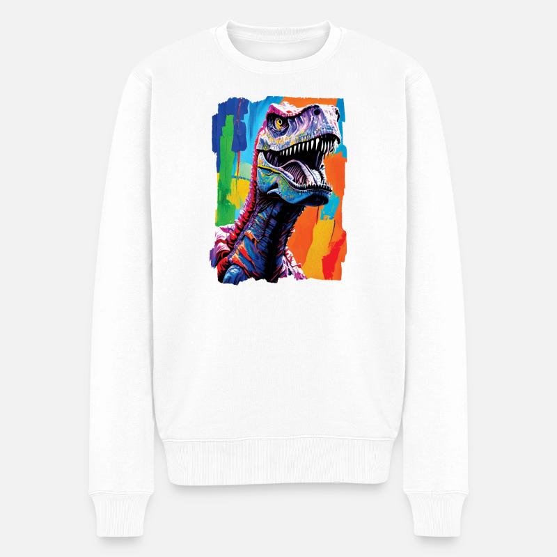 Porträt von T-Rex - Männer Premium Bio Pullover - Weiß