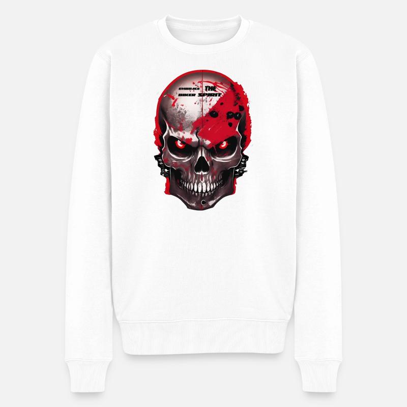 Biker Skull - Männer Premium Bio Pullover - Weiß