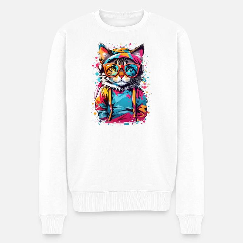 Chat mignon - Pull Premium bio Homme - blanc
