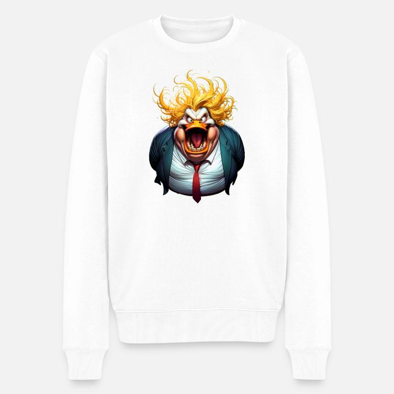 Trumpman Karikatur - Männer Premium Bio Pullover - Weiß