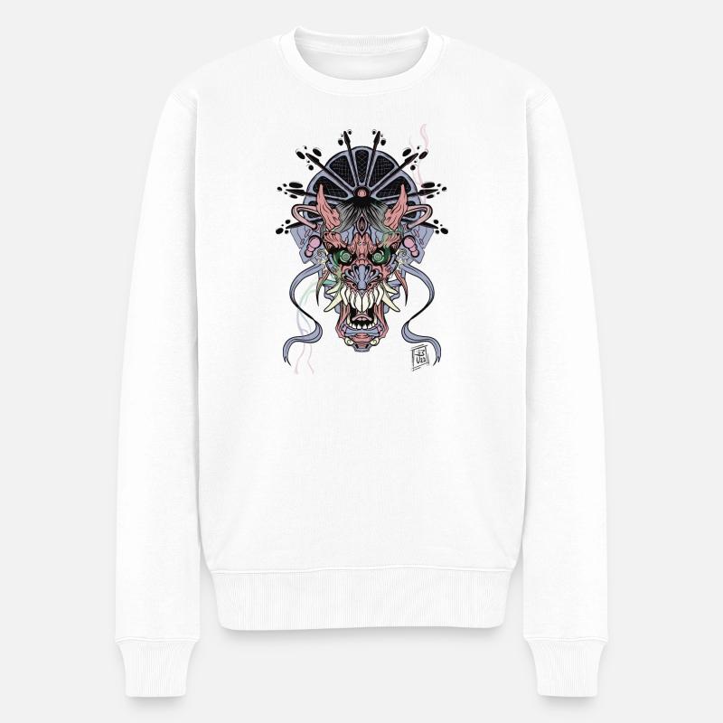 Dämonen Fratze - Männer Premium Bio Pullover - Weiß