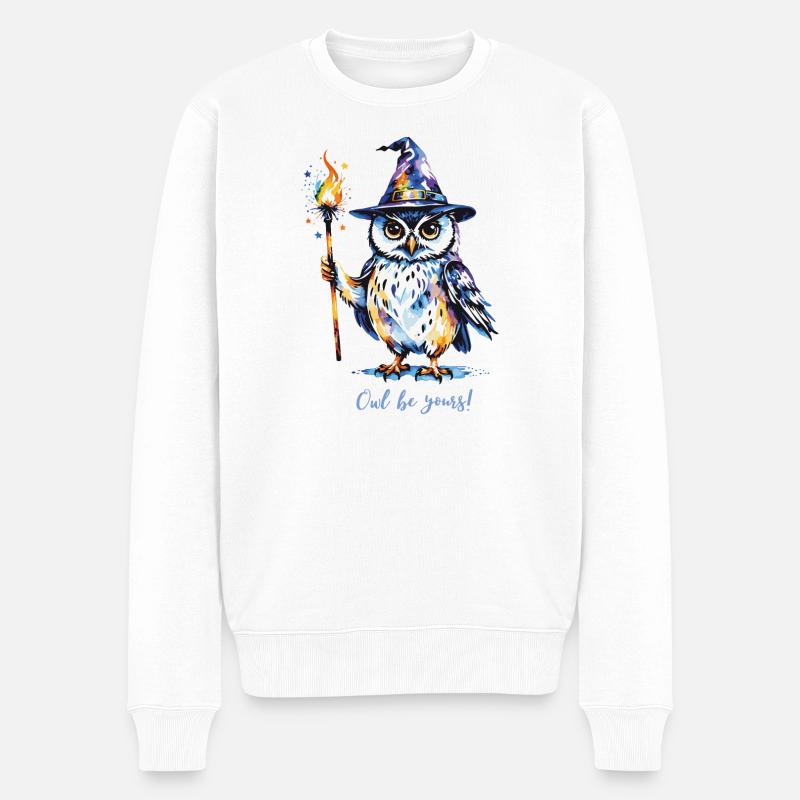 Zauberhafte Eule: Owl be yours! - Aquarell - Männer Premium Bio Pullover - Weiß