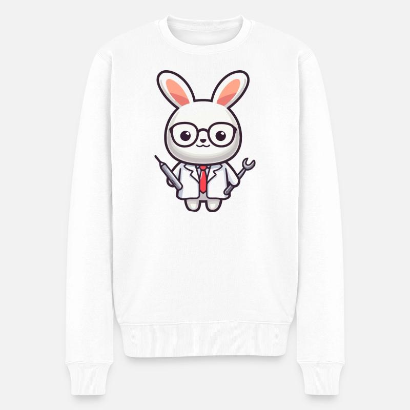 Doktor Bunny: Der Karottenpfleger - Männer Premium Bio Pullover - Weiß