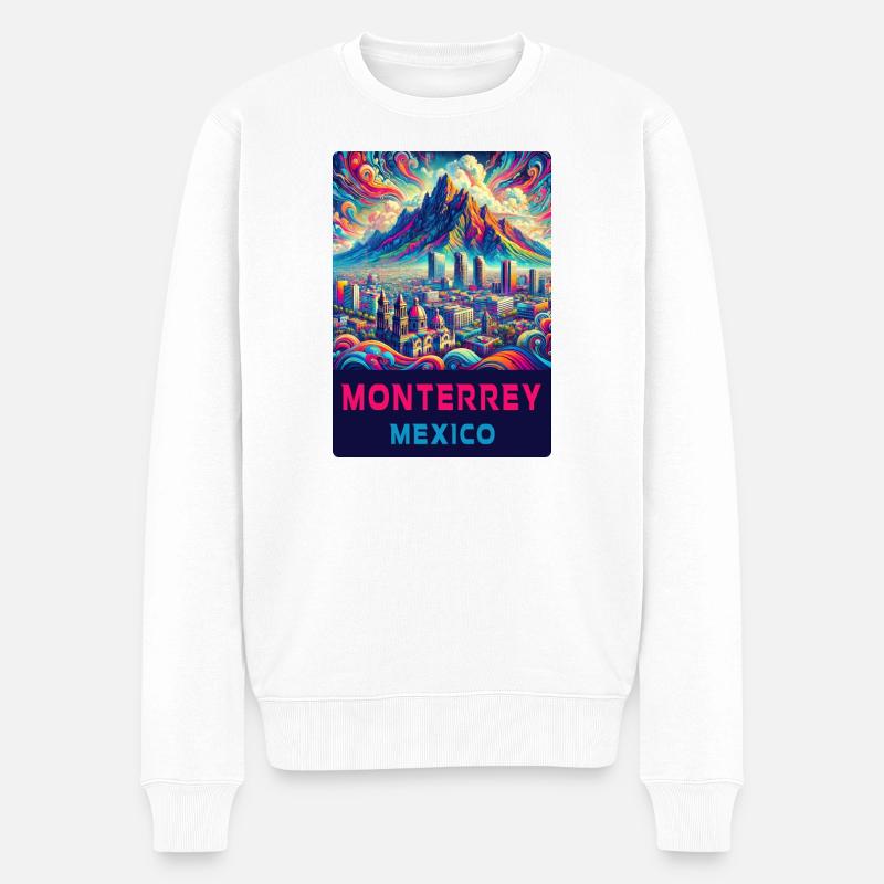 Monterrey Mexiko Design - Männer Premium Bio Pullover - Weiß