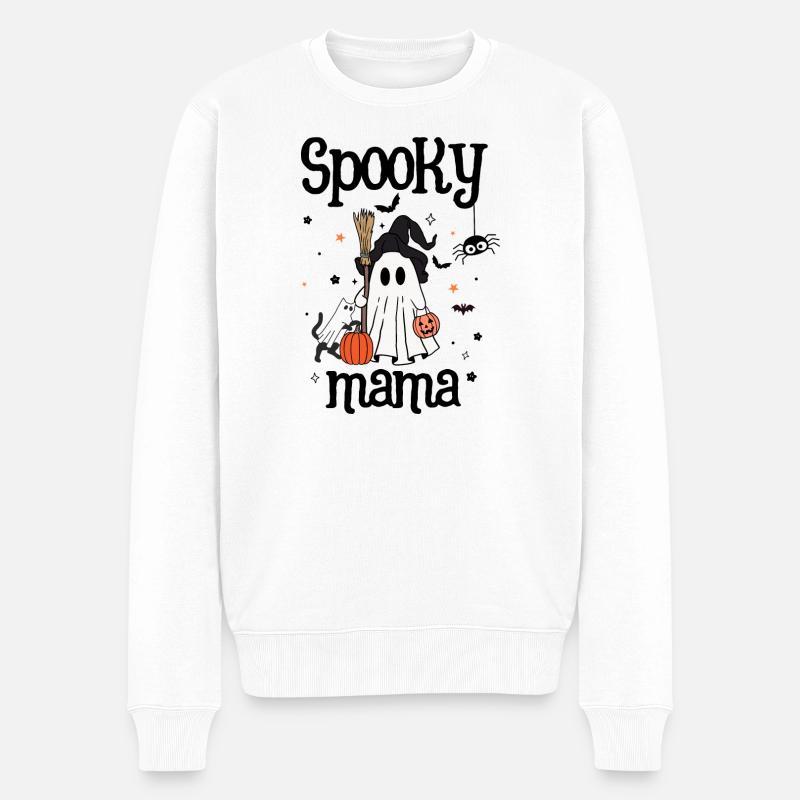 Gruselige Mama Halloween - Männer Premium Bio Pullover - Weiß