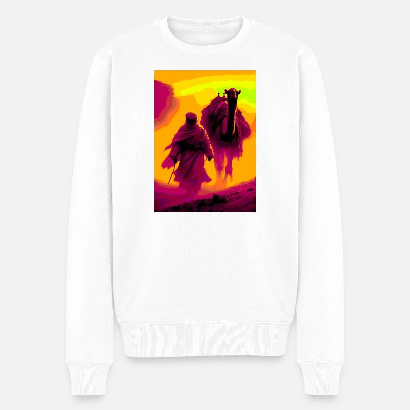 Beduinen in der Wüste - Männer Premium Bio Pullover - Weiß