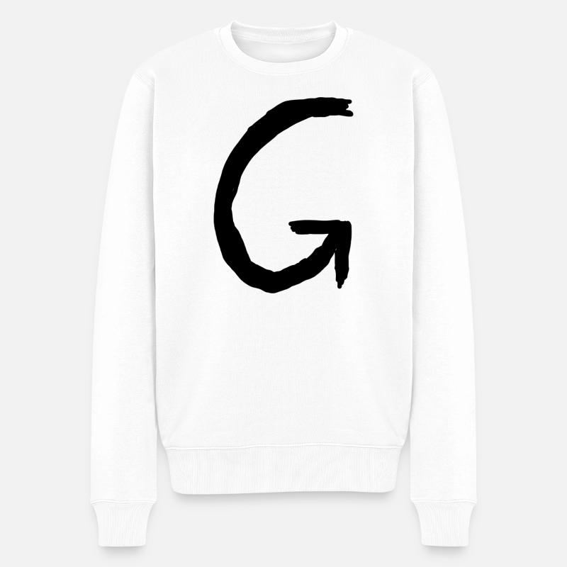 Buchstaben G - Männer Premium Bio Pullover - Weiß