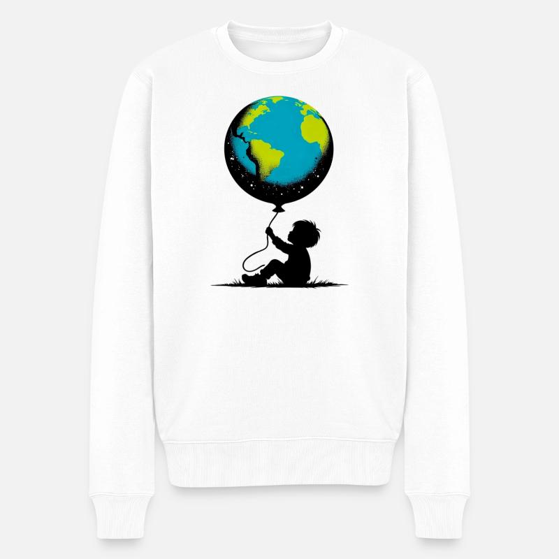 Planet Erde - Männer Premium Bio Pullover - Weiß