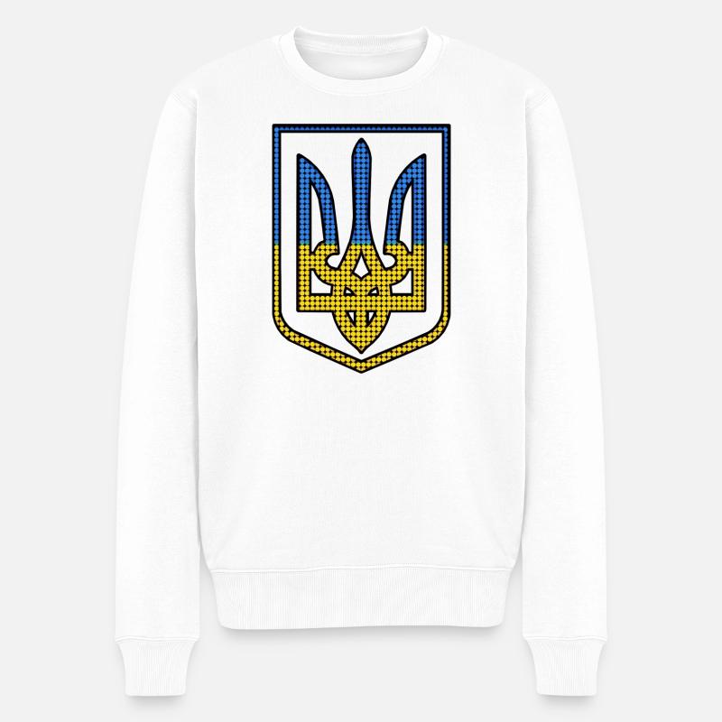 Tryzub Diamanten, Ukraine blau gelb - Männer Premium Bio Pullover - Weiß