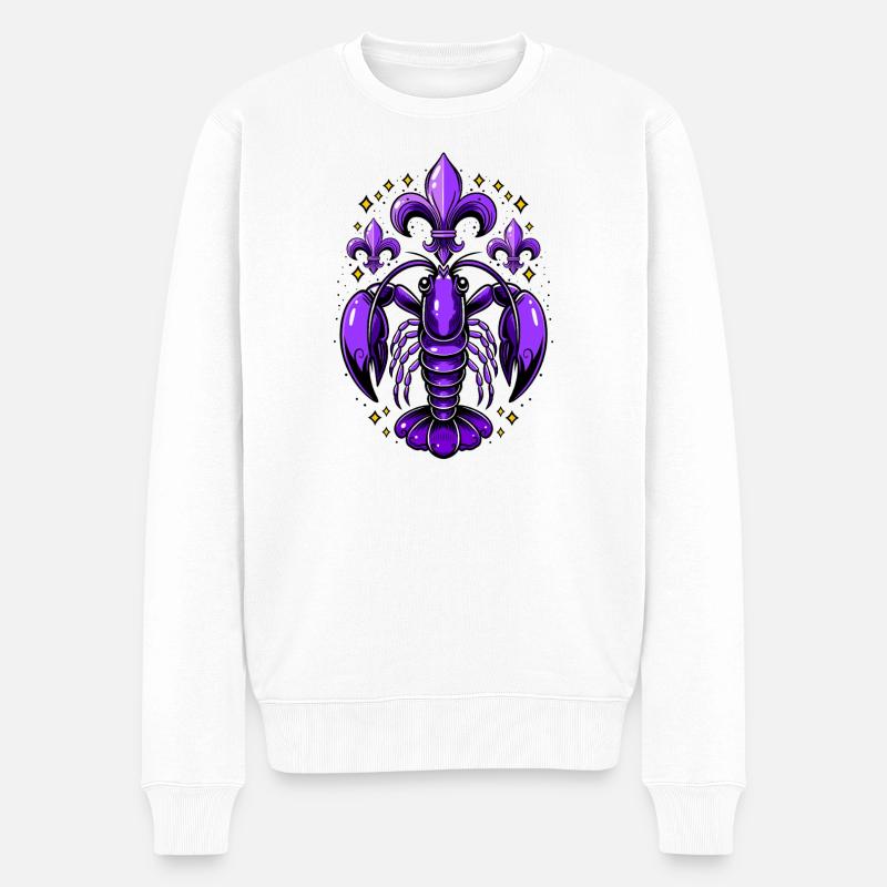 Mardi Gras Languste mit Fleur-de-Lis Design - Männer Premium Bio Pullover - Weiß