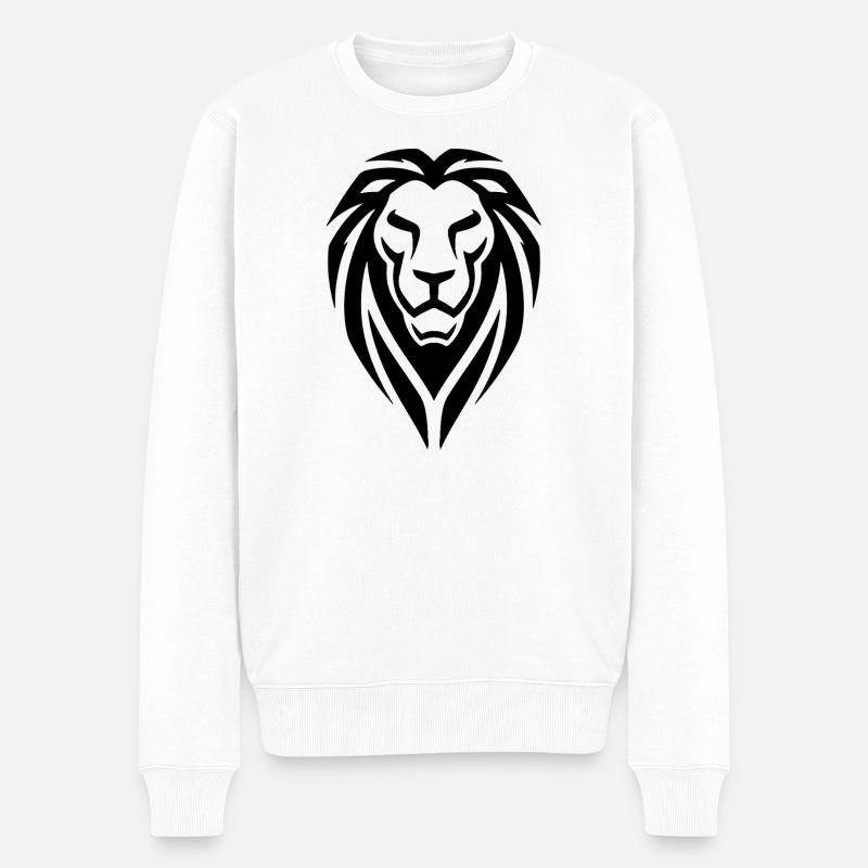 Tribal Löwe - Männer Premium Bio Pullover - Weiß