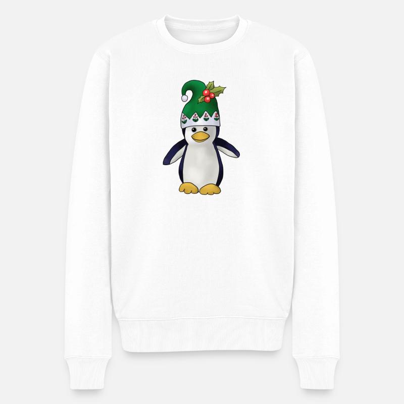 Wichtelpinguin - Männer Premium Bio Pullover - Weiß