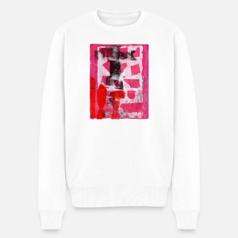 Abstrait Monoprint Street Art Impression Expressionnisme - Pull Premium bio Homme - blanc