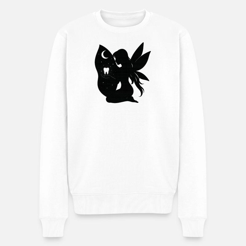 Mondnacht Fee Silhouette - Männer Premium Bio Pullover - Weiß