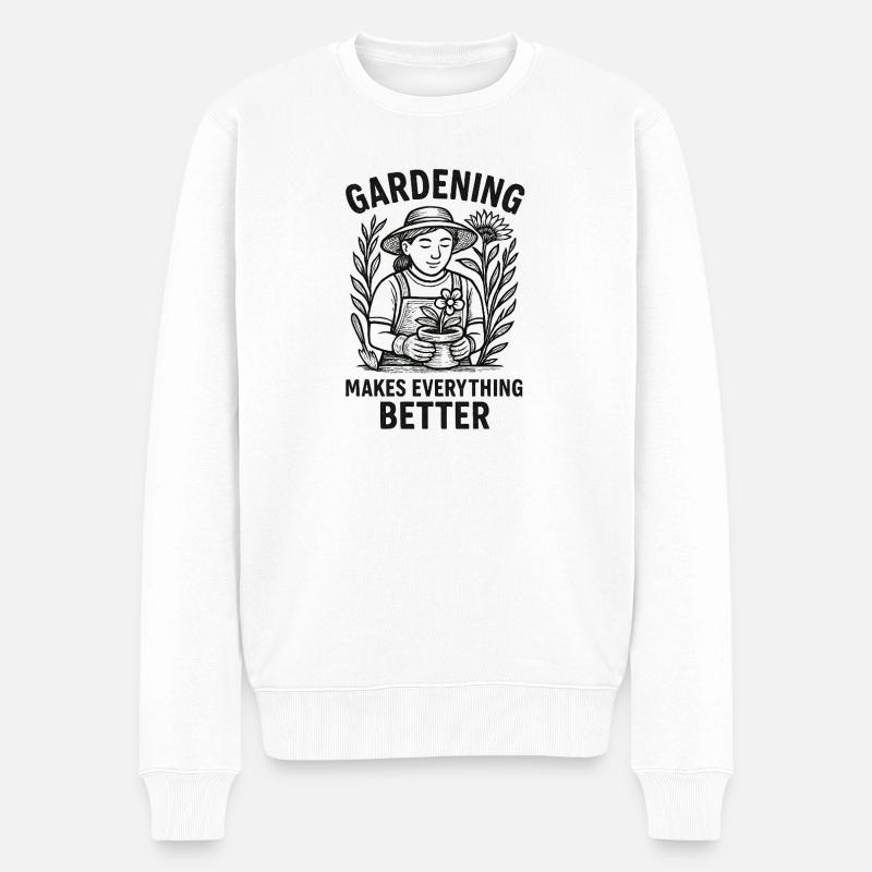 Garten Gartenarbeit - Männer Premium Bio Pullover - Weiß