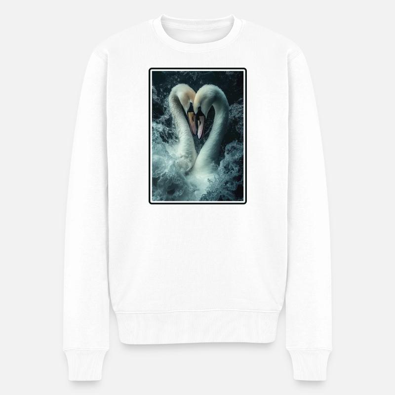 Schwäne Schwan - Männer Premium Bio Pullover - Weiß