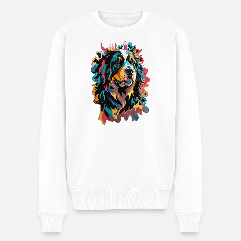 Berner Sennenhund buntes Design Tier Leidenschaft - Männer Premium Bio Pullover - Weiß