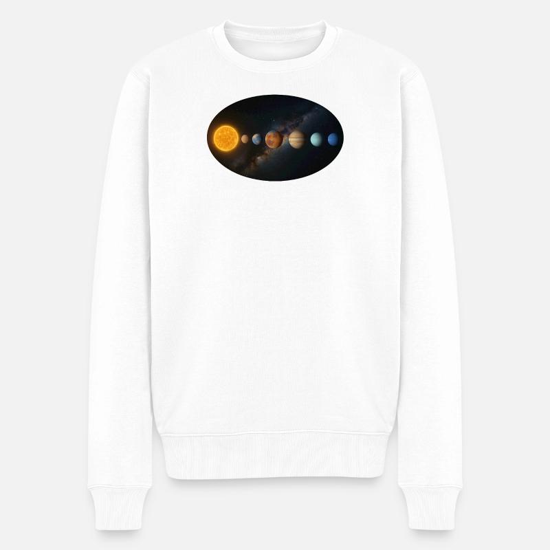 Sonne - Sonnensystem - Planeten - Männer Premium Bio Pullover - Weiß