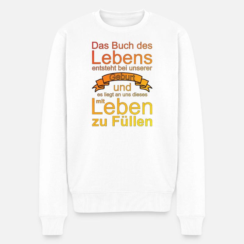 Buch des Lebens - Männer Premium Bio Pullover - Weiß