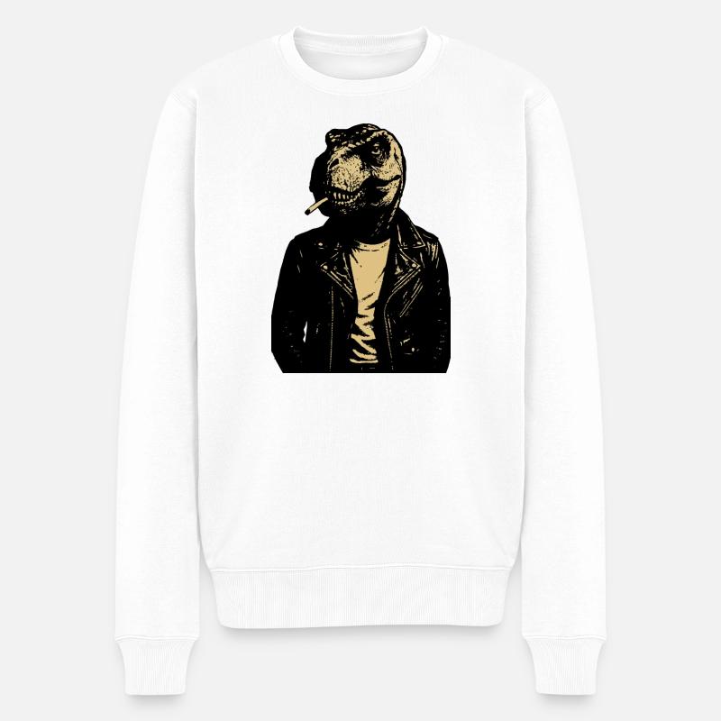 Dino Rebel Lederjacke - Männer Premium Bio Pullover - Weiß