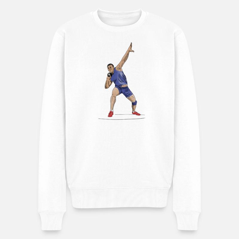 Kugelstoß - Männer Premium Bio Pullover - Weiß