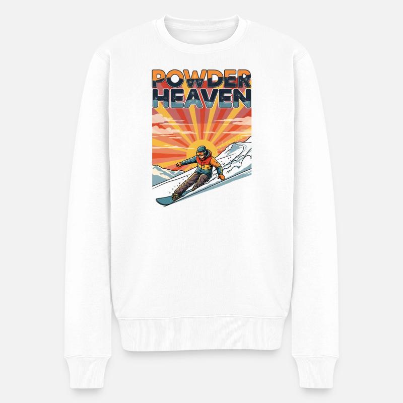 Snowboard Powder Heaven Retro Deep Snow - Pull Premium bio Homme - blanc