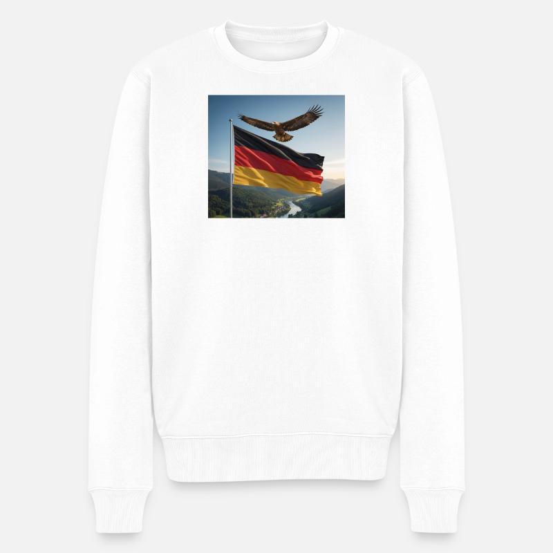 Aigle au-dessus du drapeau allemand - Pull Premium bio Homme - blanc