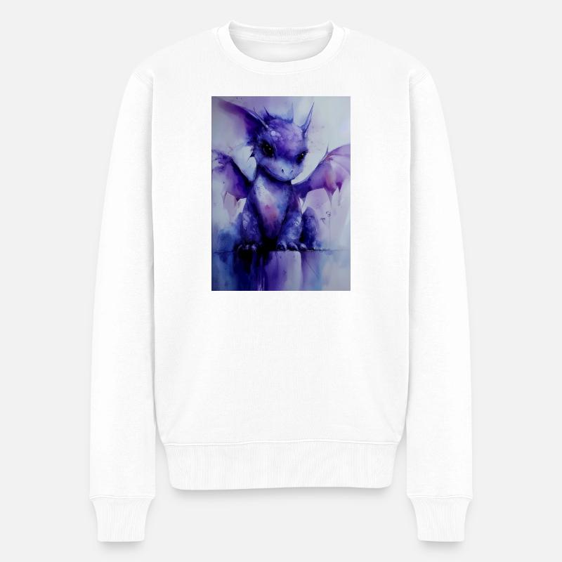 Lila Drache Aquarell - Männer Premium Bio Pullover - Weiß