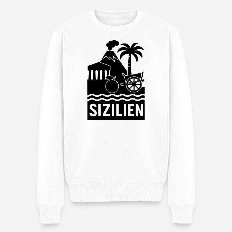 sizilien silhouette - Männer Premium Bio Pullover - Weiß