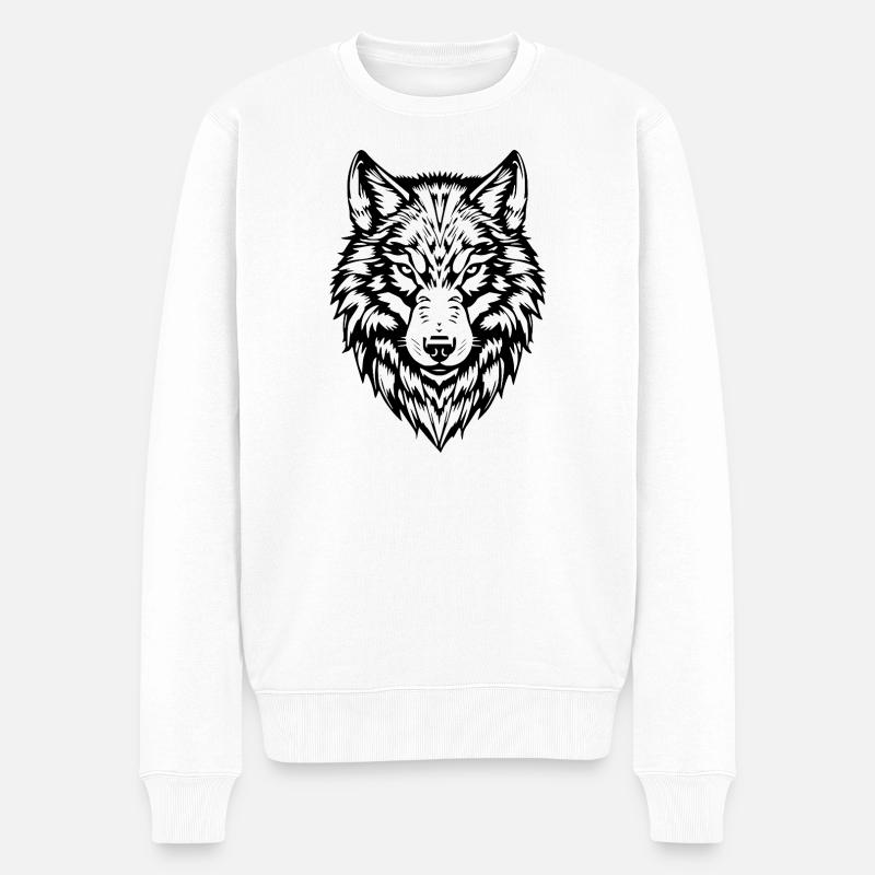 Wolf Wölfe T-shirt Geschenk - Männer Premium Bio Pullover - Weiß