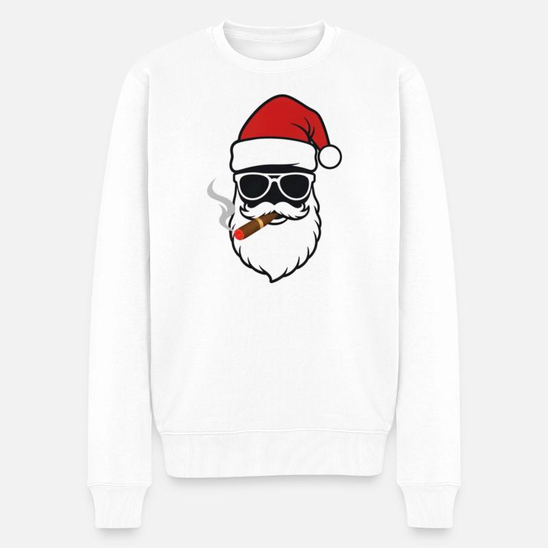 Santa Zigarre Sonnenbrille - Männer Premium Bio Pullover - Weiß