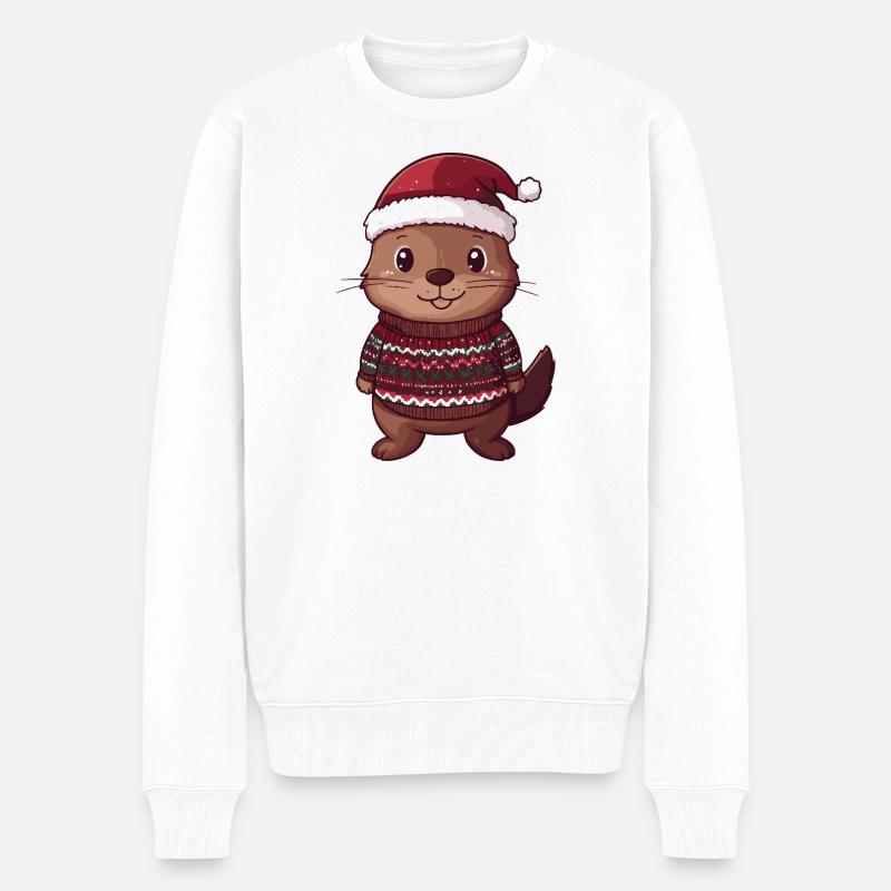 Biber Weihnachten - Männer Premium Bio Pullover - Weiß