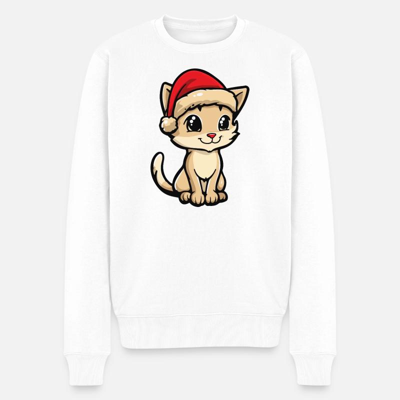 Noël chat - Pull Premium bio Homme - blanc
