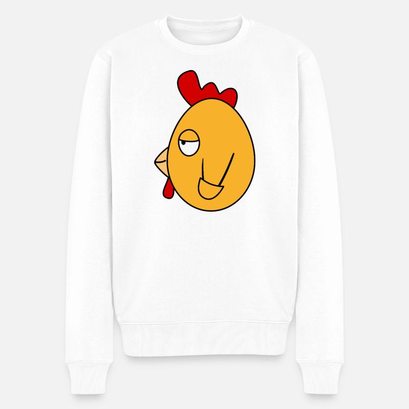 Fonzie Chicken – relaxter Rockabilly Rebel - Männer Premium Bio Pullover - Weiß