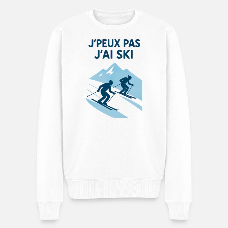 Ich kann nicht Skifahren. - Männer Premium Bio Pullover - Weiß