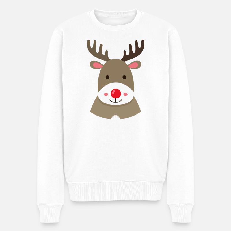 Motif de dessin animé Rudolph Renne - Pull Premium bio Homme - blanc