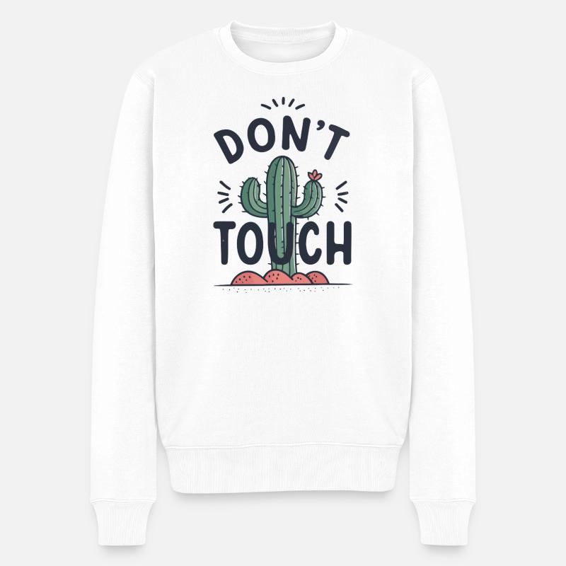 Cactus Ne Pas Toucher Dessin - Pull Premium bio Homme - blanc