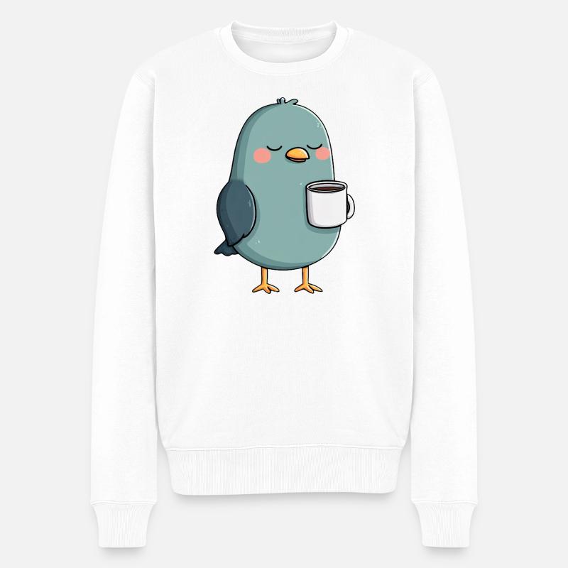 Teal Cup Bird ruhiger Morgen - Männer Premium Bio Pullover - Weiß