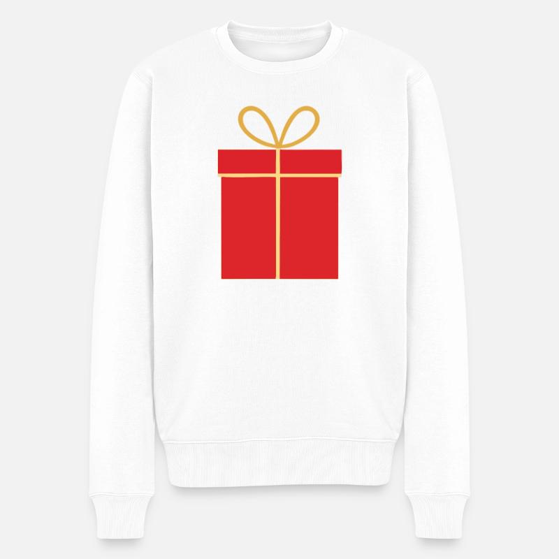 Weihnachtsgeschenk, rote Geschenkbox - Männer Premium Bio Pullover - Weiß