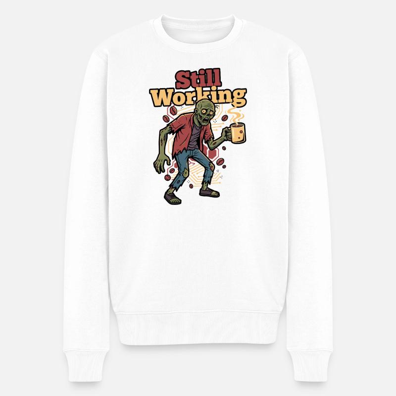 Still Working Zombie Coffee - Männer Premium Bio Pullover - Weiß