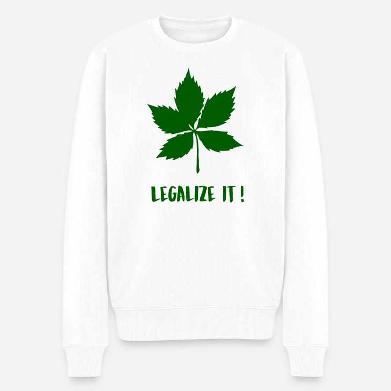 Legalize Kastanie - Männer Premium Bio Pullover - Weiß