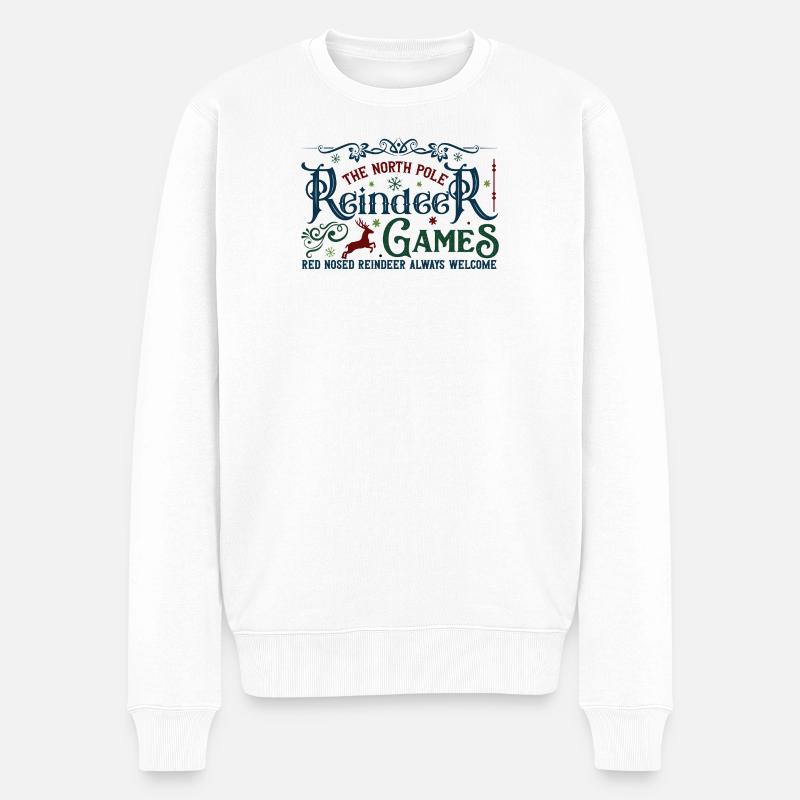 North Pole Reindeer Games - Männer Premium Bio Pullover - Weiß