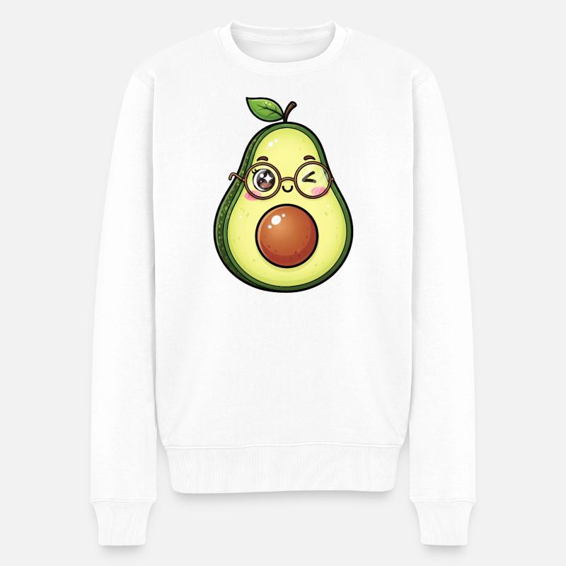 Avocado mit Brille Wink - Männer Premium Bio Pullover - Weiß