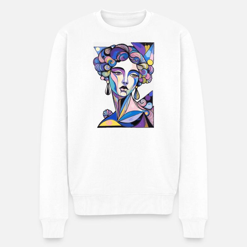Psychedelischer Surrealismus - Männer Premium Bio Pullover - Weiß