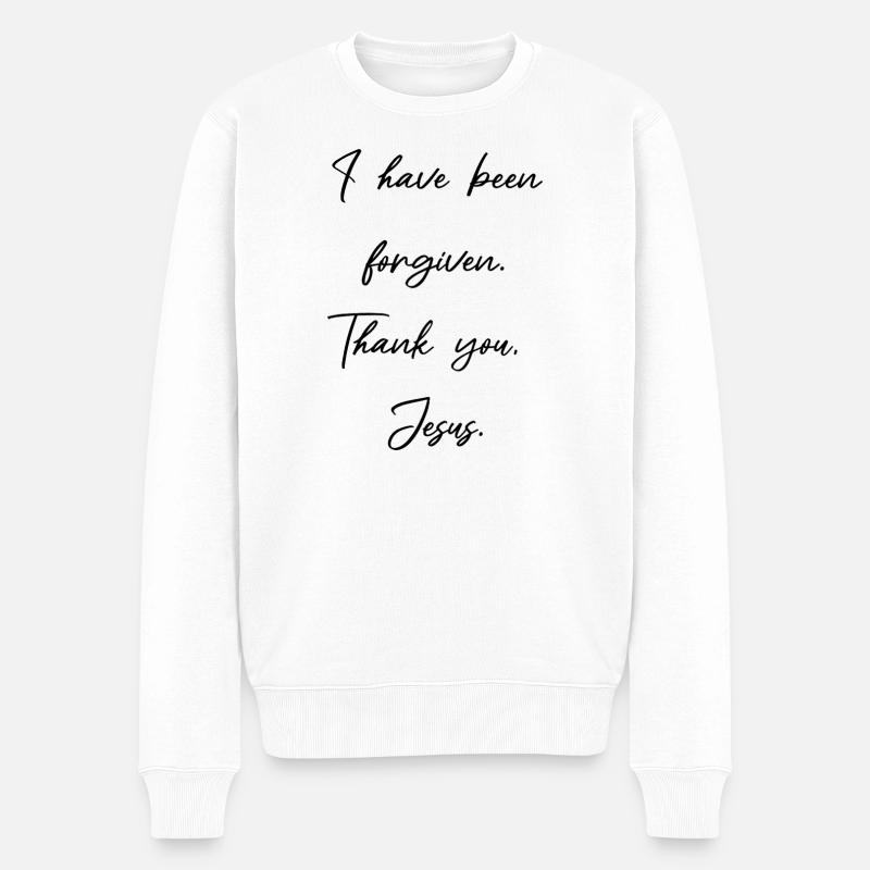 Mir ist vergeben - Jesus Christus hat bezahlt - Männer Premium Bio Pullover - Weiß