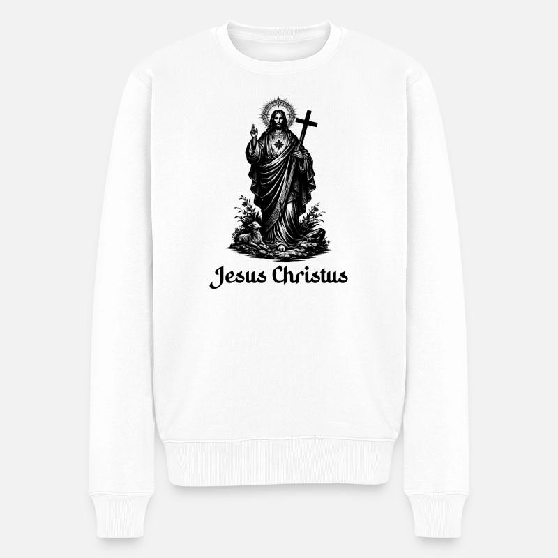  Jesus Christus - Männer Premium Bio Pullover - Weiß